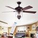 preview thumbnail 3 of 5, Warehouse of Tiffany Tibwald Wood Glass 52-inch 5-blade Lighted Ceiling Fan (Optional Remote) - Brown