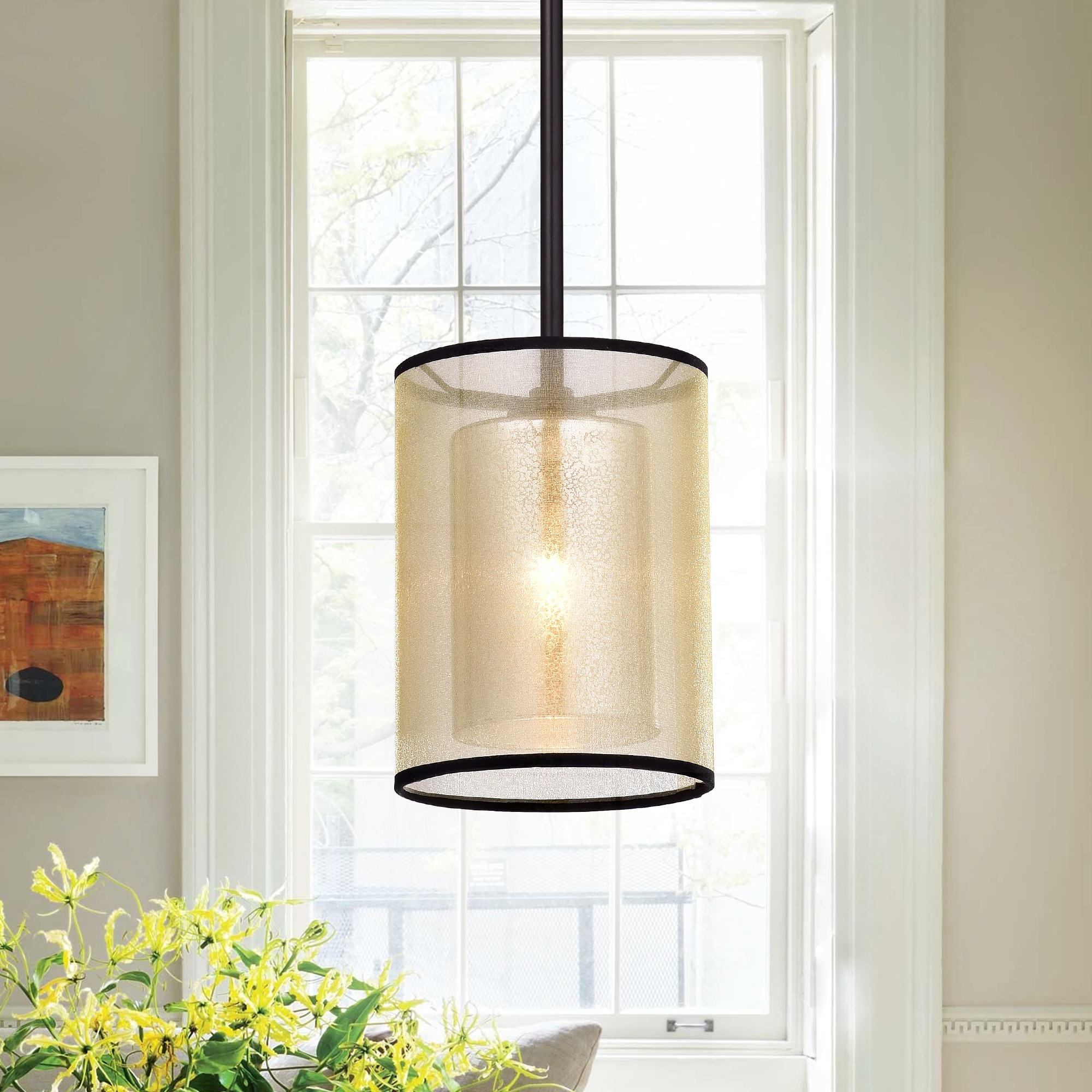 Warehouse of Tiffany Warehouse of Tifany Corman Oil Rubbed Bronze Double Shade Hanging Pendant