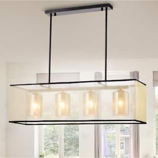 Warehouse of Tiffany Hokol Bronze and Fabric 4-light Island Pendant