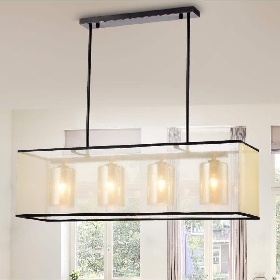 Warehouse of Tiffany Hokol Bronze and Fabric 4-light Island Pendant