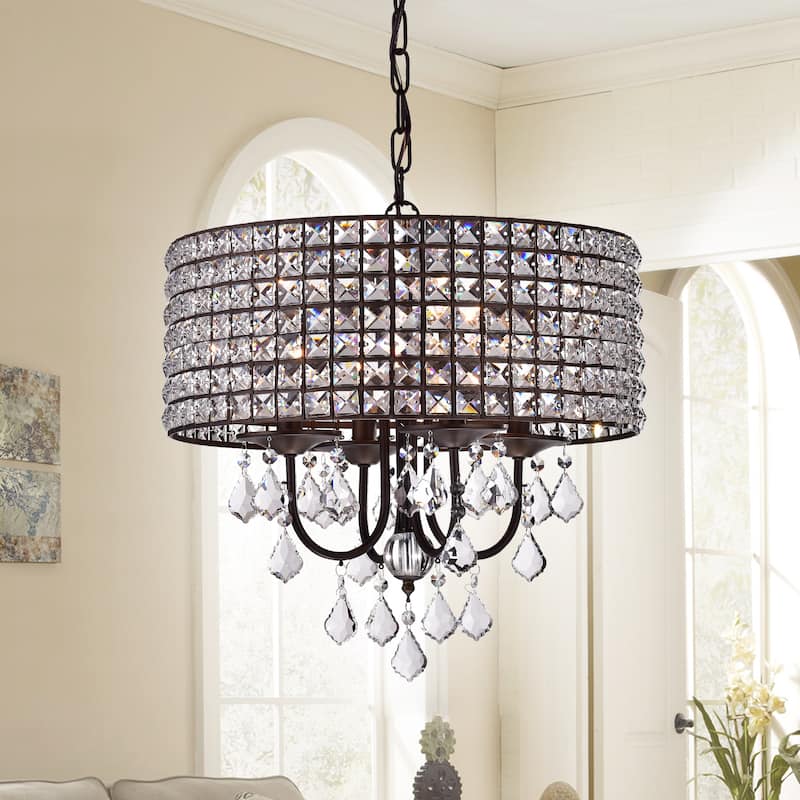 Darlic 18-in. Antique Bronze 4-light Crystal Pendant