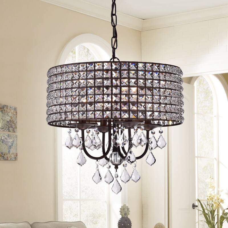 Darlic 18-in. Antique Bronze 4-light Crystal Pendant