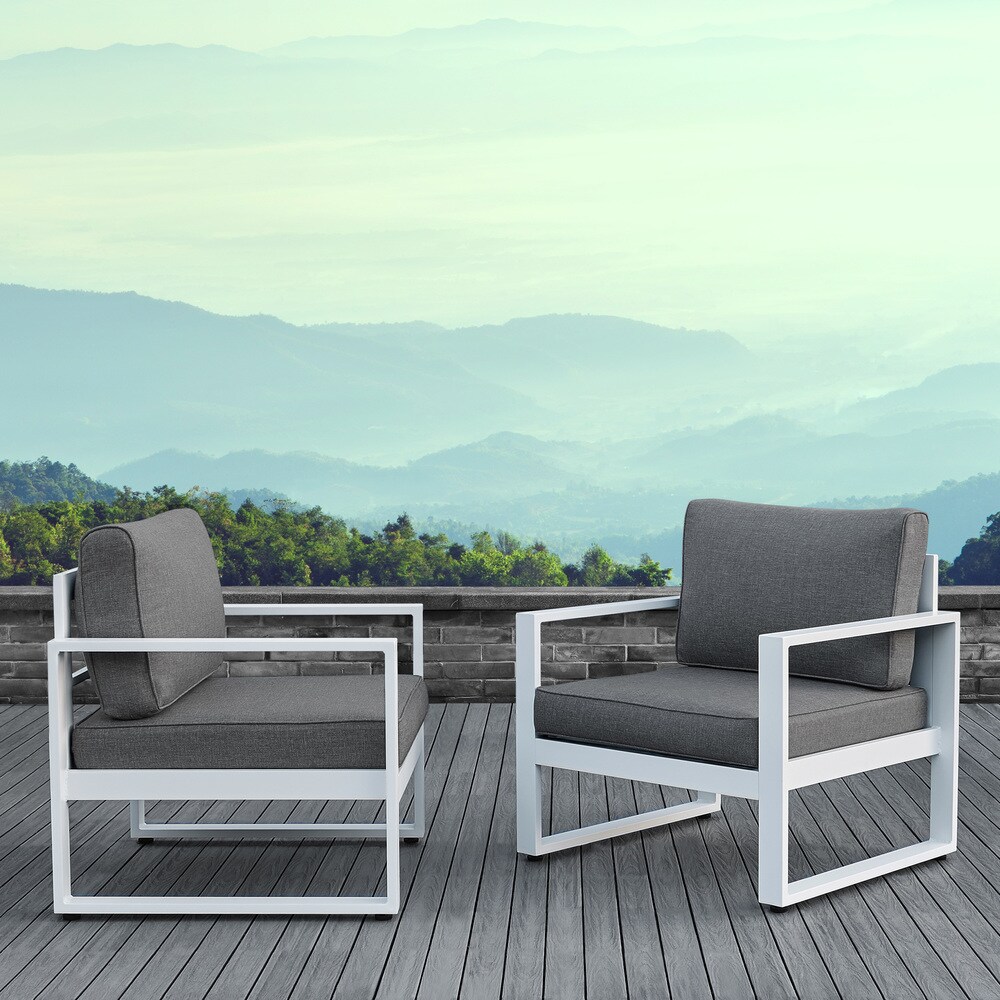 white aluminum patio set