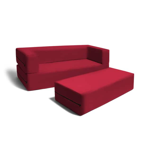 slide 2 of 19, Jaxx Big Kids Convertible Sleeper Sofa & Ottoman Set Red