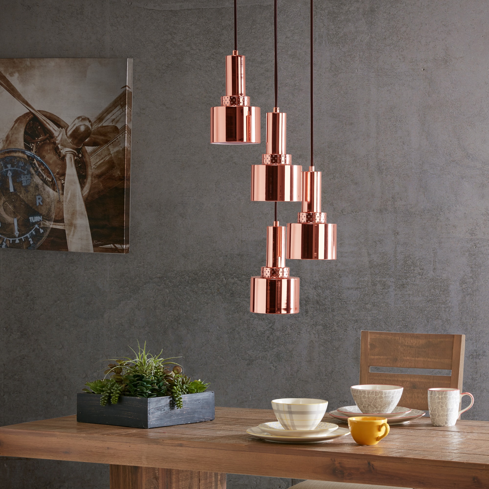 INK+IVY Barrett Rose Gold 4-Light Pendant Chandelier (13.75"W x 13.75"D x 42"H-Rose Gold) - Chandeliers For Bedrooms by Overstock.com