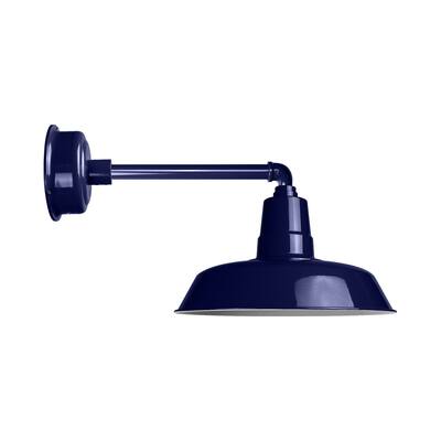 12" Oldage LED Barn Light with Metropolitan Arm in Cobalt Blue