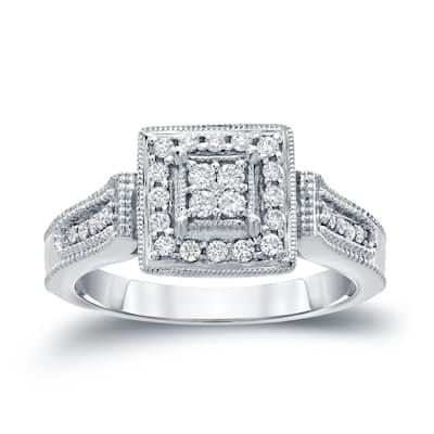 14k Gold 1/4ct TDW Diamond Cluster Engagement Ring by Auriya