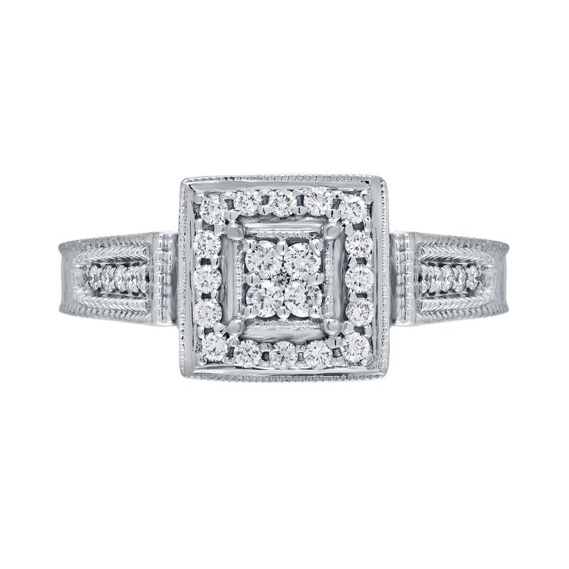 14k Gold 1/4ct TDW Diamond Cluster Engagement Ring by Auriya