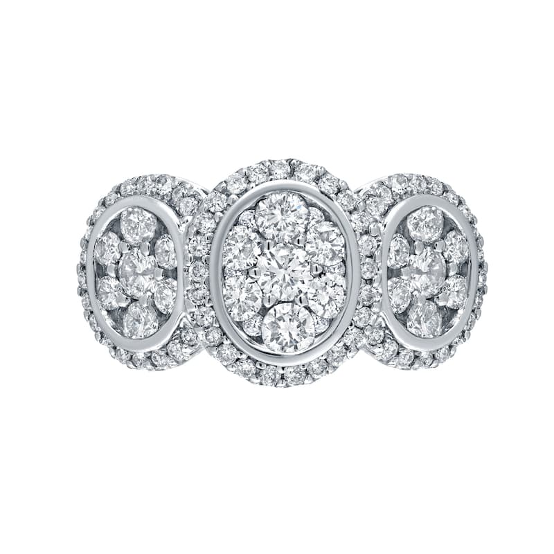 14k Gold 1 3/4ct TDW Diamond Cluster Engagement Ring by Auriya