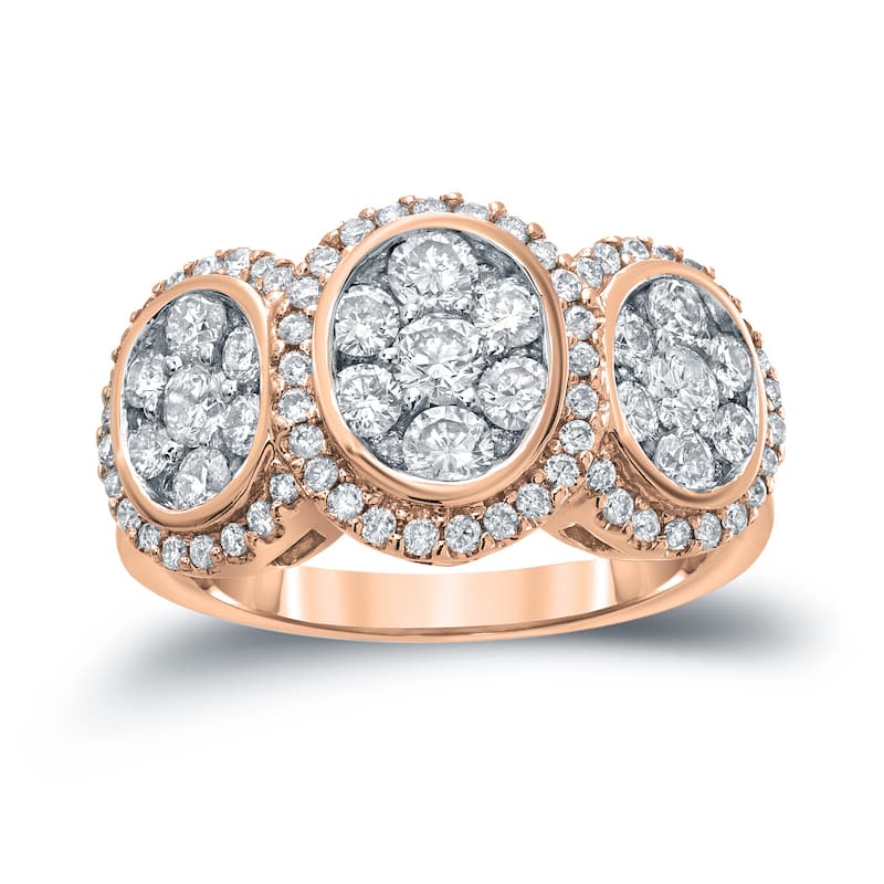 14k Gold 1 3/4ct TDW Diamond Cluster Engagement Ring by Auriya