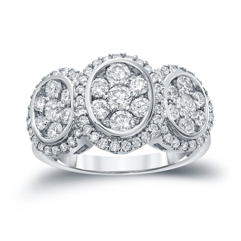 14k Gold 1 3/4ct TDW Diamond Cluster Engagement Ring by Auriya