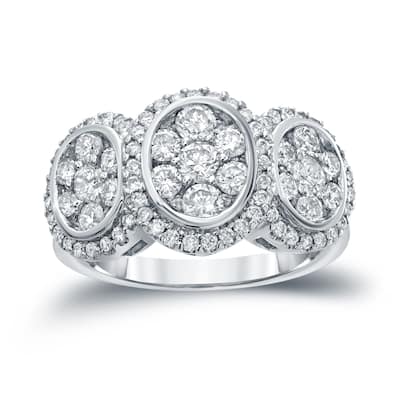 14k Gold 1 3/4ct TDW Diamond Cluster Engagement Ring by Auriya