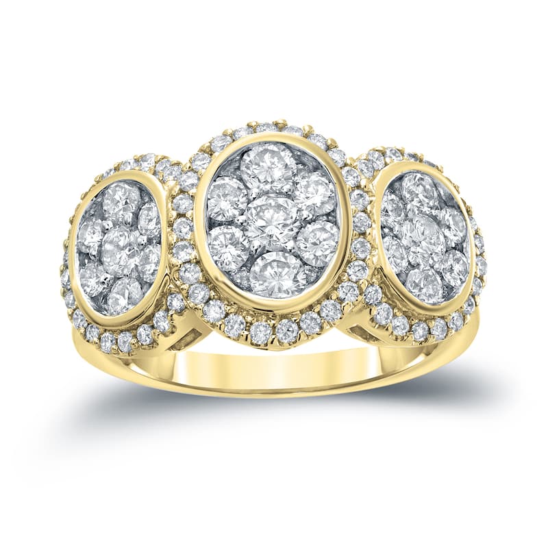 14k Gold 1 3/4ct TDW Diamond Cluster Engagement Ring by Auriya