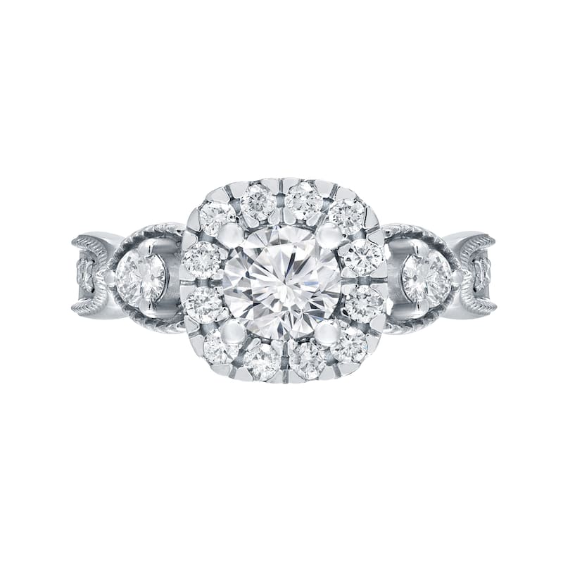 14k Gold Round 1ct TDW Round Diamond Halo Engagement Ring by Auriya (H-I, I1-I2)