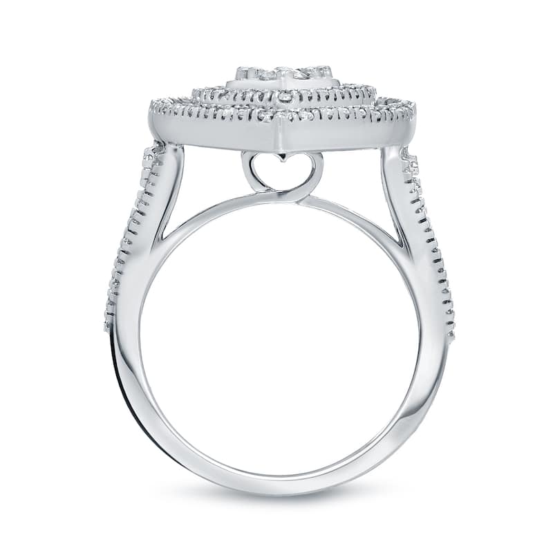 14k Gold 1 1/6ct TDW Round Diamond Halo Engagement Ring by Auriya