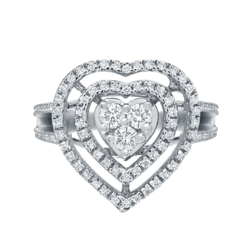 14k Gold Round 3/4ct TDW Round Diamond Halo Engagement Ring by Auriya