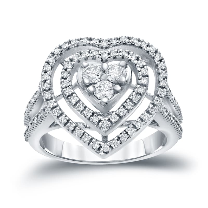 14k Gold Round 3/4ct TDW Round Diamond Halo Engagement Ring by Auriya