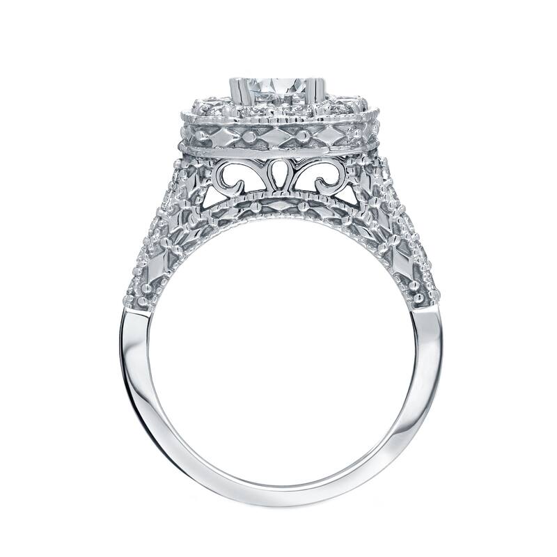 14k Gold 1 1/2ct TDW Round Diamond Halo Engagement Ring by Auriya (H-I, I1-I2)