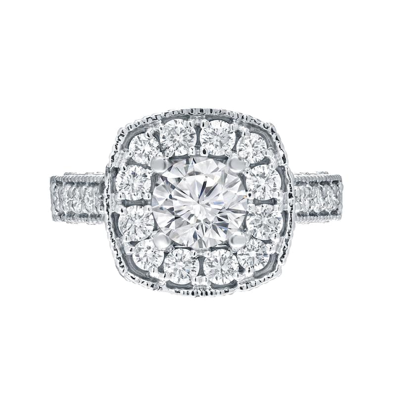 14k Gold 1 1/2ct TDW Round Diamond Halo Engagement Ring by Auriya (H-I, I1-I2)