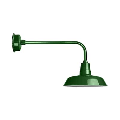 14" Oldage LED Barn Light with Traditional Arm in Vintage Green