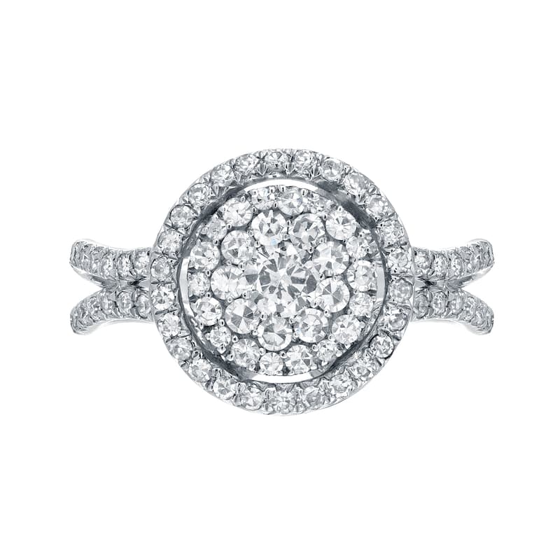 14k Gold 1 1/6ct TDW Diamond Cluster Engagement Ring by Auriya