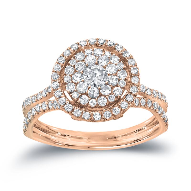 14k Gold 1 1/6ct TDW Diamond Cluster Engagement Ring by Auriya