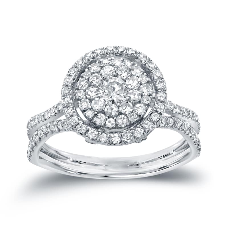 14k Gold 1 1/6ct TDW Diamond Cluster Engagement Ring by Auriya
