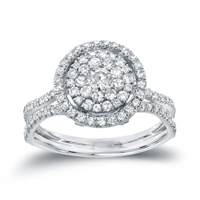 14k Gold 1 1/6ct TDW Diamond Cluster Engagement Ring by Auriya