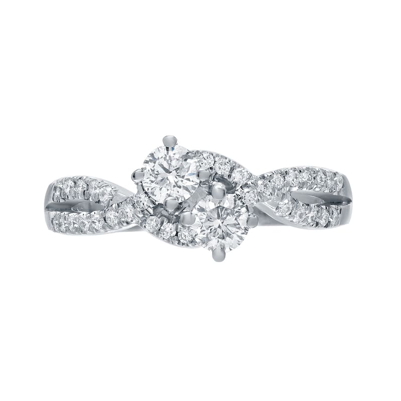 Auriya Modern 3/4ctw Round 2-Stone Diamond Engagement Ring 14K Gold