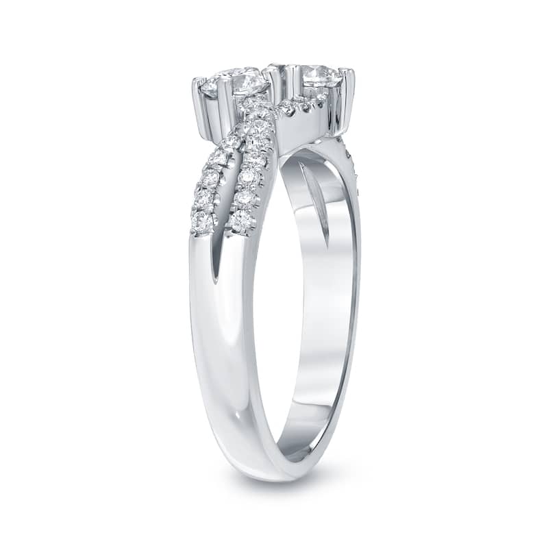 Auriya Modern 3/4ctw Round 2-Stone Diamond Engagement Ring 14K Gold