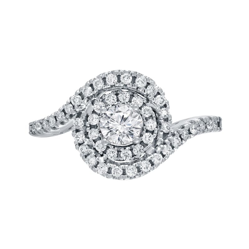 14k Gold Round 4/5ct TDW Round Diamond Swirl Engagement Ring by Auriya