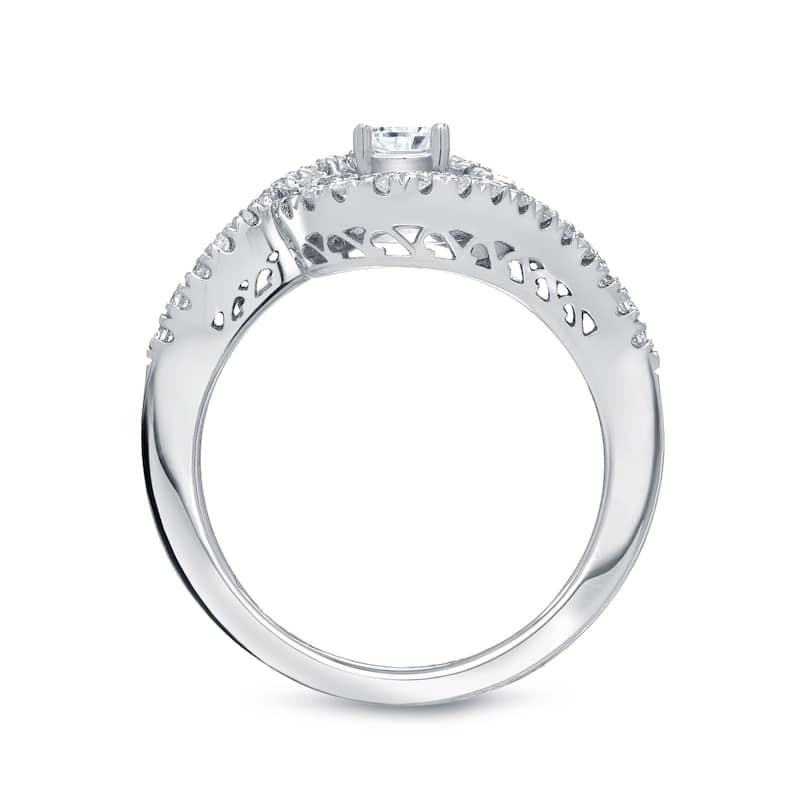 14k Gold Round 4/5ct TDW Round Diamond Swirl Engagement Ring by Auriya
