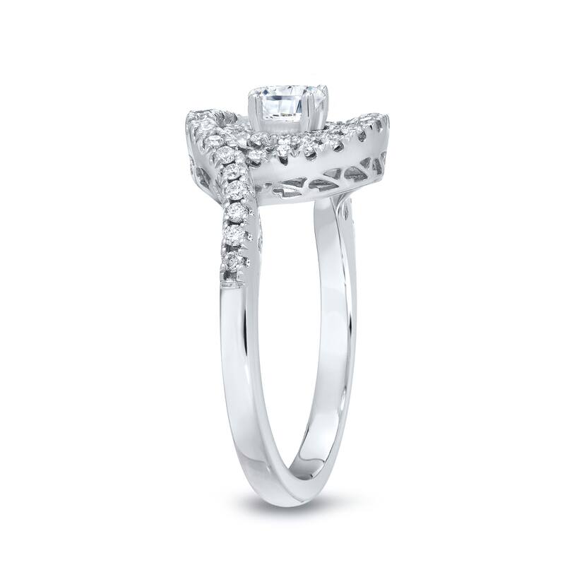 14k Gold Round 4/5ct TDW Round Diamond Swirl Engagement Ring by Auriya