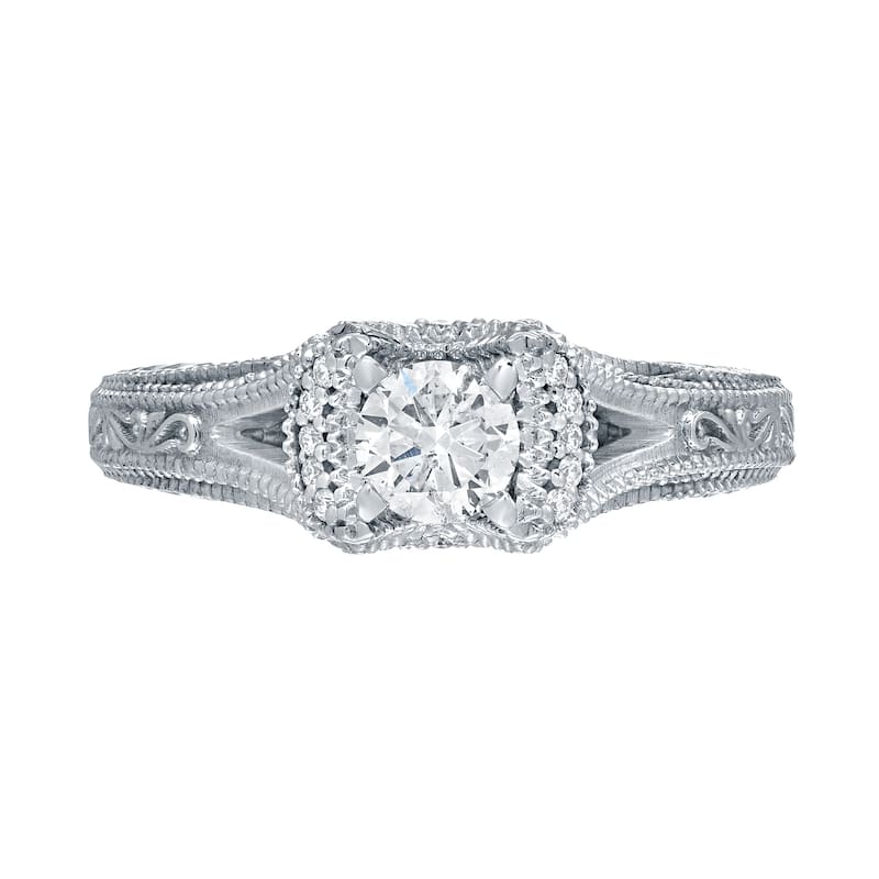 14k Gold Round 1/2ct TDW Round Diamond Engagement Ring by Auriya (H-I, I1-I2)