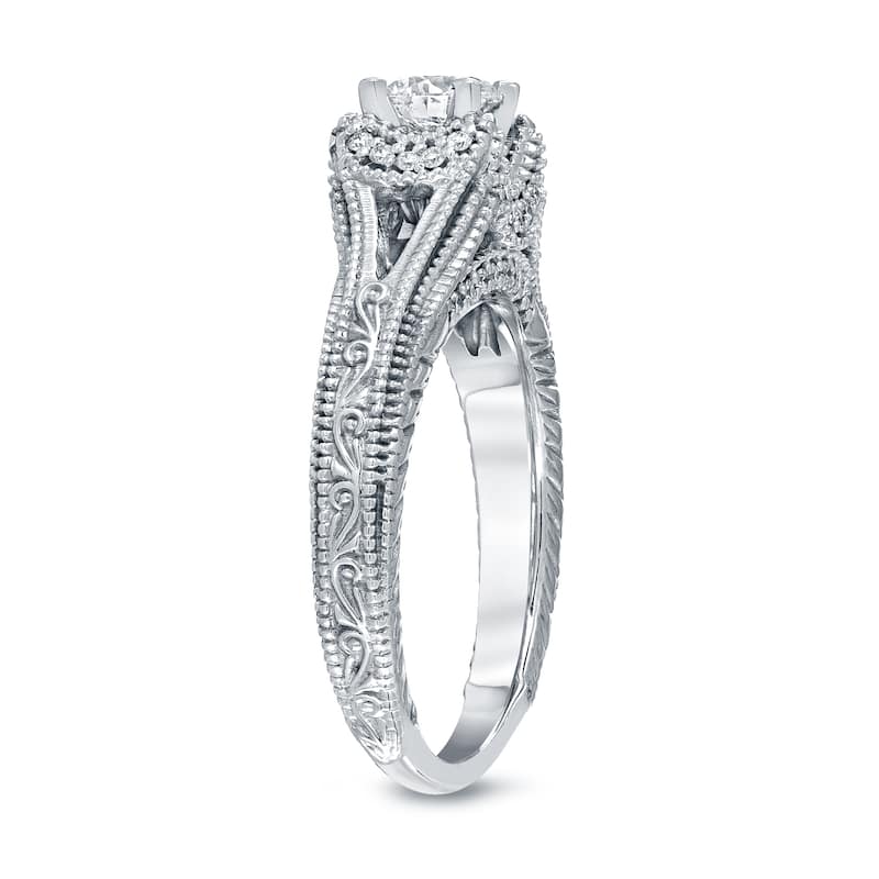14k Gold Round 1/2ct TDW Round Diamond Engagement Ring by Auriya (H-I, I1-I2)