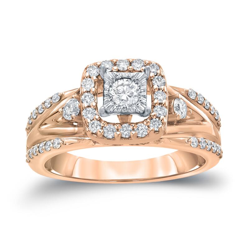 Auriya Modern 3/5ctw Round Halo Diamond Engagement Ring 14kt Gold