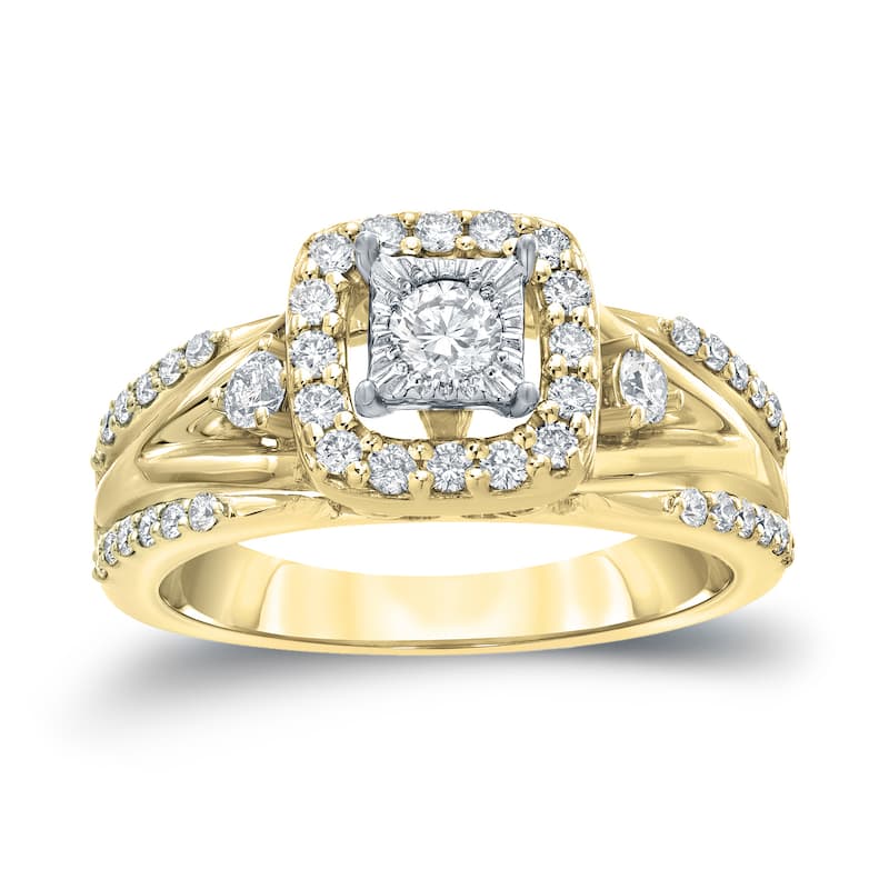 Auriya Modern 3/5ctw Round Halo Diamond Engagement Ring 14kt Gold