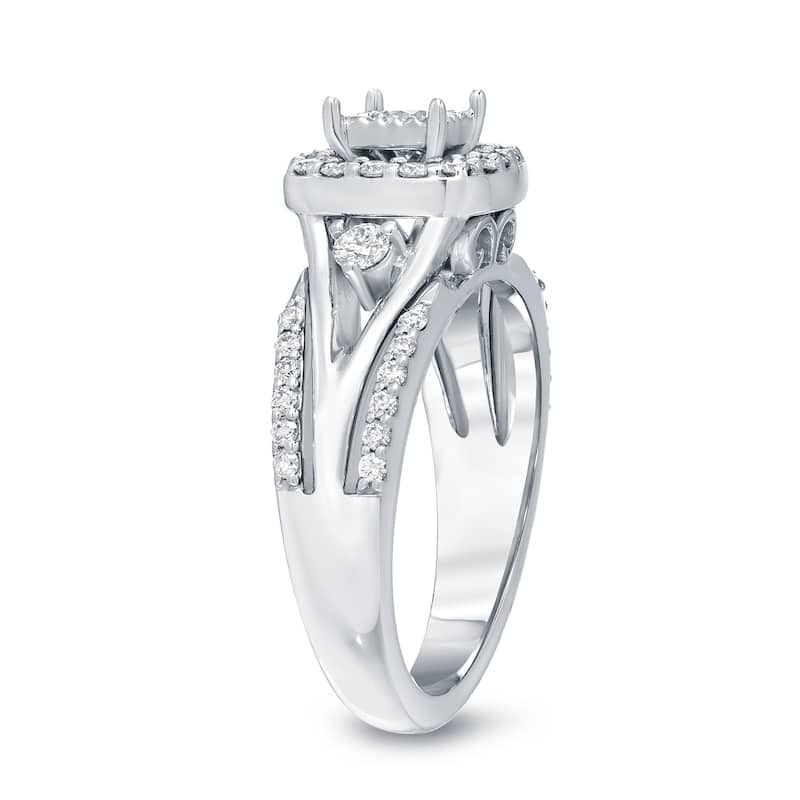 Auriya Modern 3/5ctw Round Halo Diamond Engagement Ring 14kt Gold