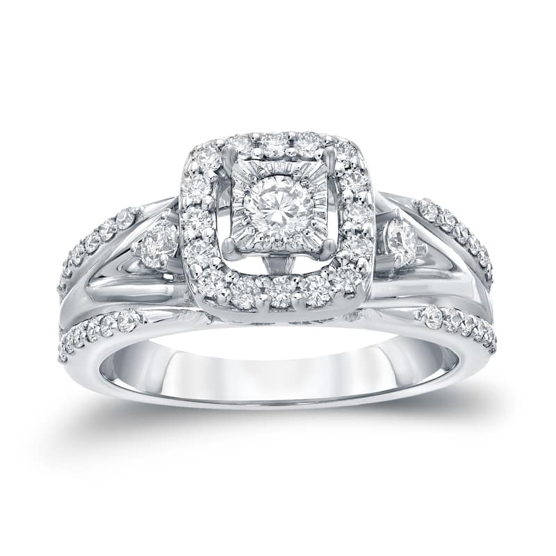 Auriya Modern 3/5ctw Round Halo Diamond Engagement Ring 14kt Gold