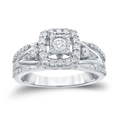 Auriya Modern 3/5ctw Round Halo Diamond Engagement Ring 14kt Gold