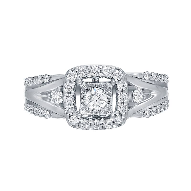 Auriya Modern 3/5ctw Round Halo Diamond Engagement Ring 14kt Gold