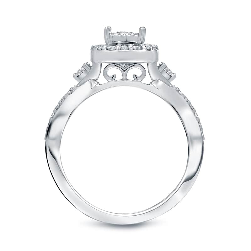 Auriya Modern 3/5ctw Round Halo Diamond Engagement Ring 14kt Gold