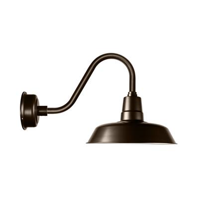 16" Oldage LED Barn Light with Rustic Arm in Mahogany Bronze