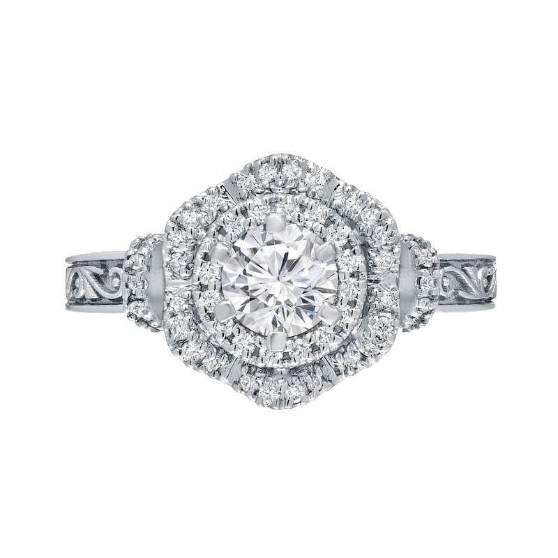 Auriya Vintage 1ctw Double Halo Diamond Engagement Ring 14k Gold (H-I, I1-I2)