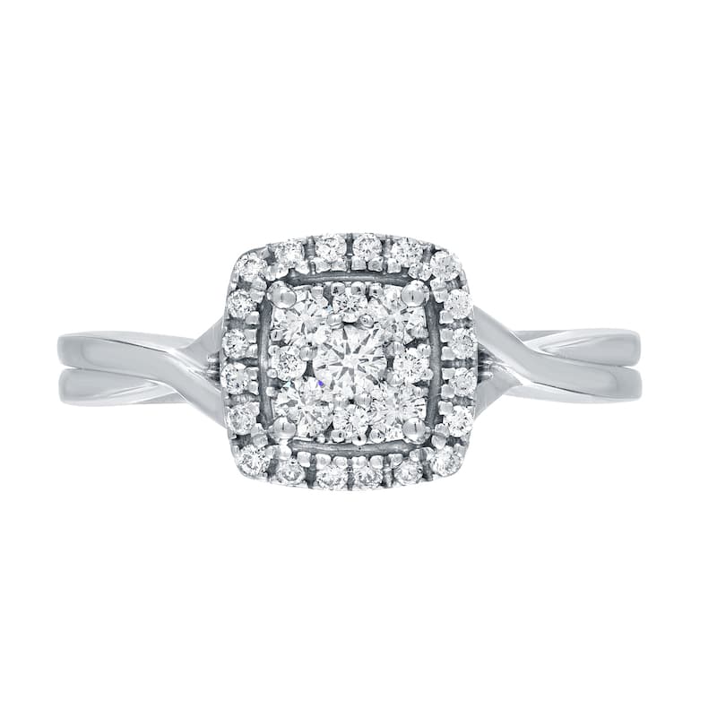 14k Gold 2/5ct TDW Diamond Cluster Engagement Ring by Auriya (H-I, I1-I2)