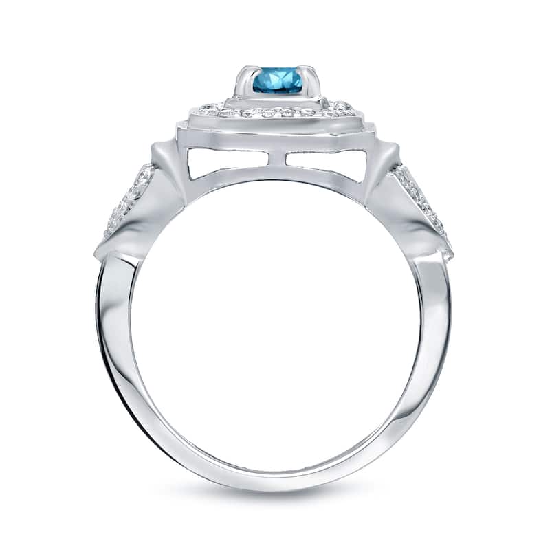 14k Gold 2/5ct TDW Blue Round Diamond Engagement Ring by Auriya (H-I, I1-I2)