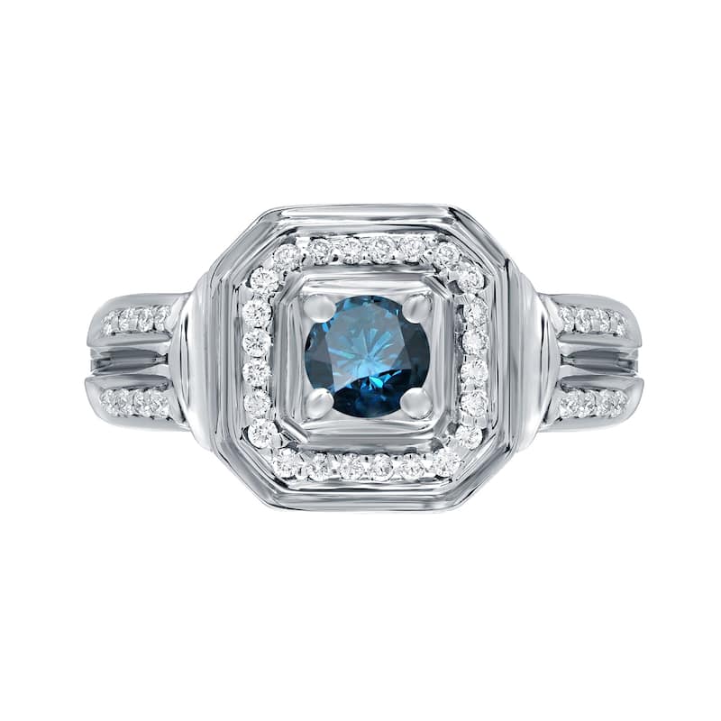 14k Gold 2/5ct TDW Blue Round Diamond Engagement Ring by Auriya (H-I, I1-I2)
