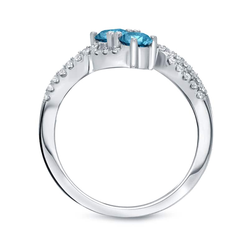 Auriya 14k Gold 3/4ct TDW 2-Stone Blue Diamond Engagement Ring ( H-I I1-I2)