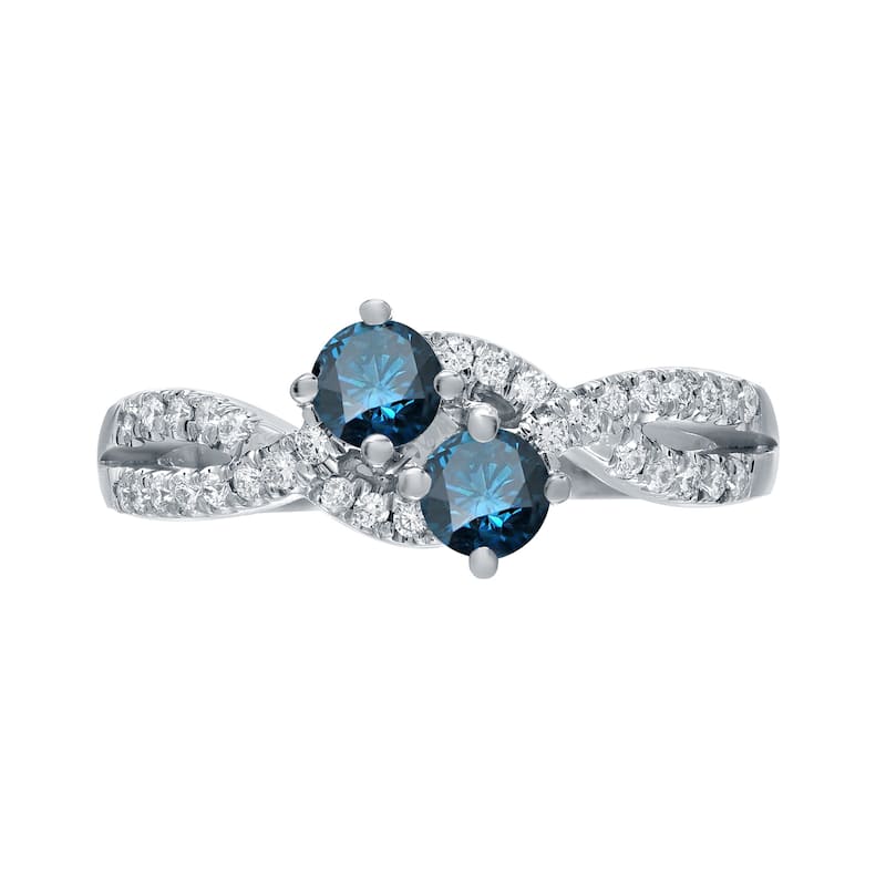 Auriya 14k Gold 3/4ct TDW 2-Stone Blue Diamond Engagement Ring ( H-I I1-I2)