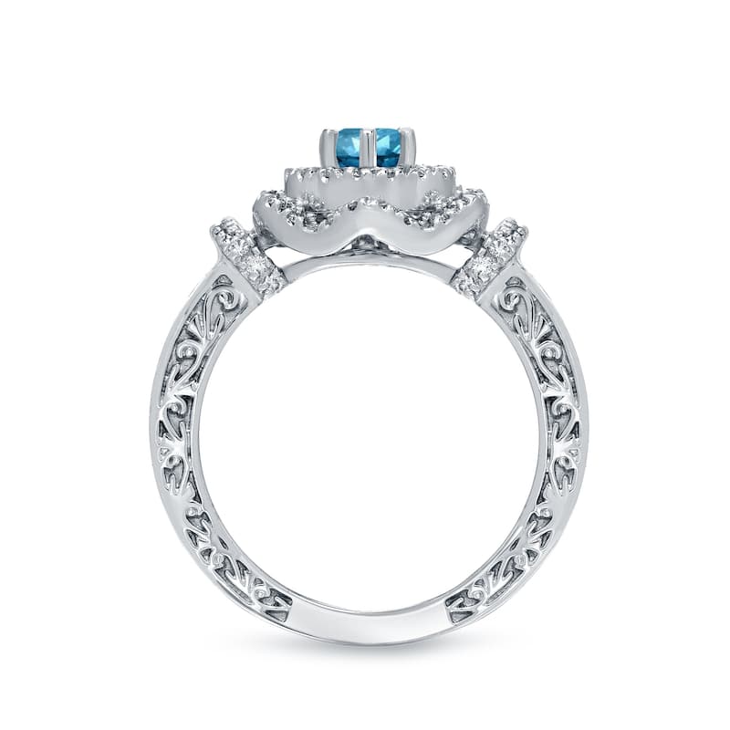 14k Gold Round 1ct TDW Blue Diamond Engagement Ring by Auriya (H-I, I1-I2)